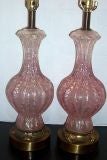 Antique Pink  Murano Glass Table Lamps