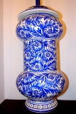 Antique Large Pair of Blue and White Porcelain Lamps