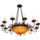 Neo Classic Chandelier with Glass Inset