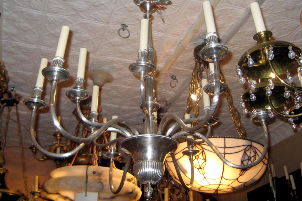 Early 20th Century Silver Plated Chandelier For Sale