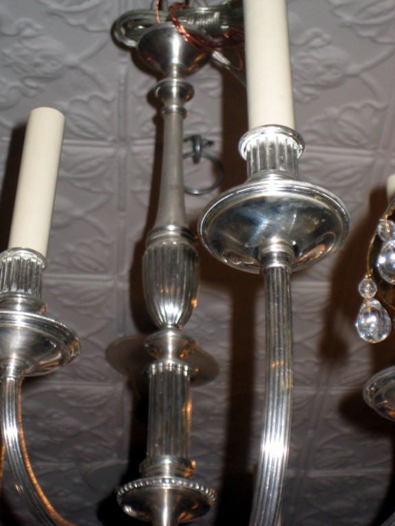 Silver Plated Chandelier In Good Condition For Sale In New York, NY