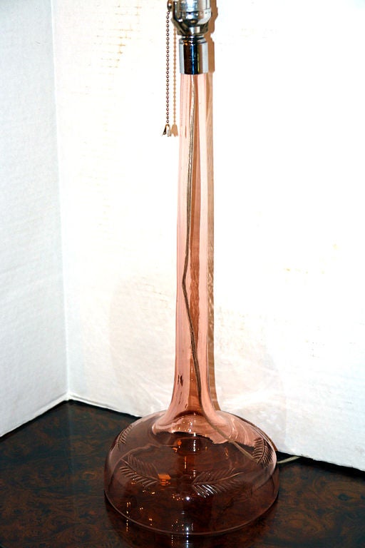 Pink Cut Glass Table Lamp