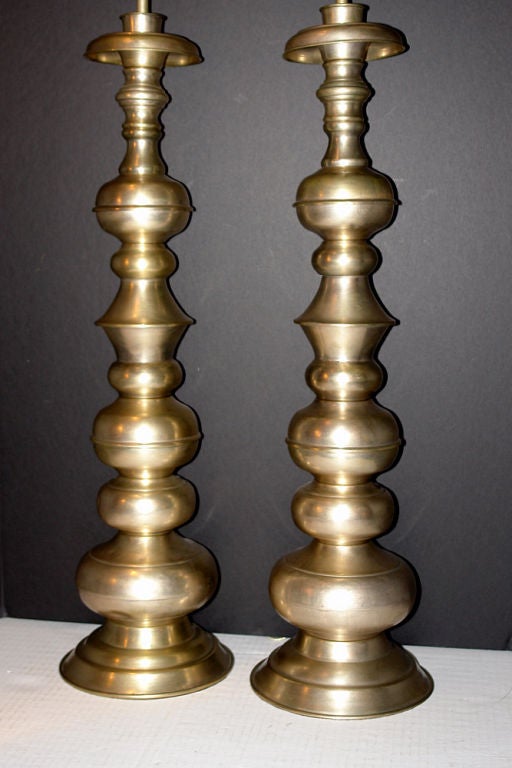 Italian Pair of Large Candlestick Lamps For Sale
