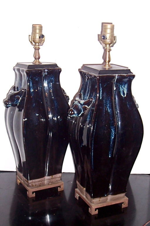 Italian Pair of Porcelain Table Lamps For Sale