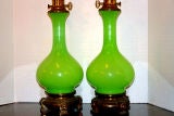 Green Opaline Glass Lamps