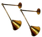Set of 8, brass 3-joint Library Lamps
