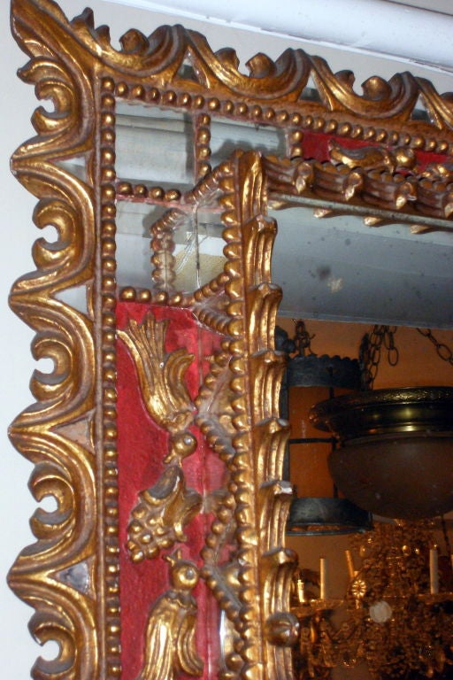 Hand-Painted Painted and Giltwood Mirror For Sale