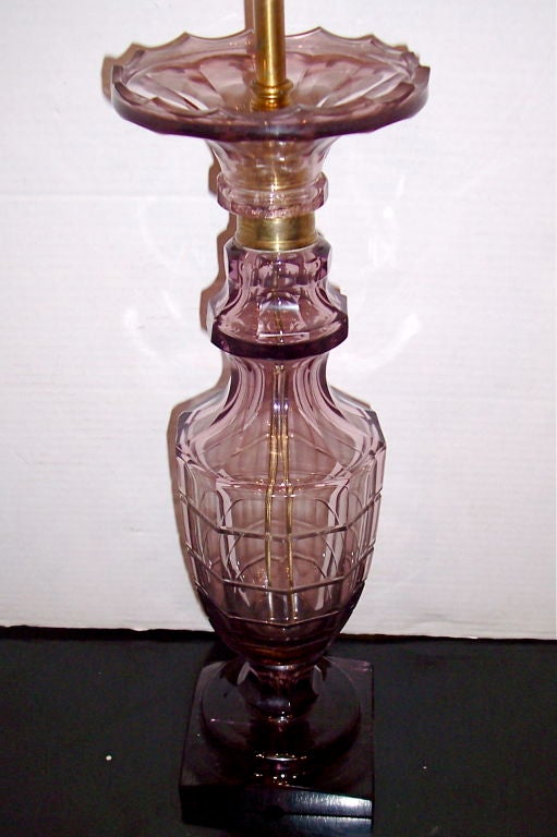 French Single Amethyst Cut Glass Lamp