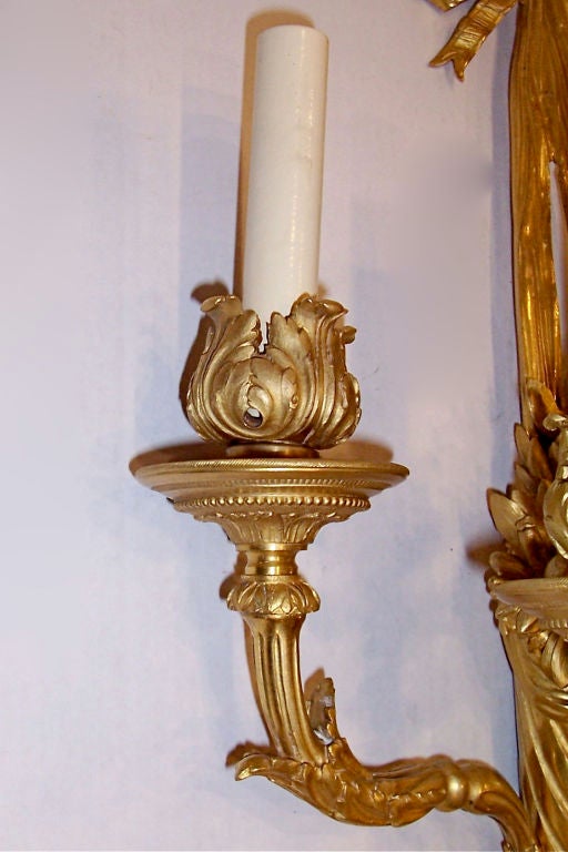 French Pair of Gilt Bronze Sconces