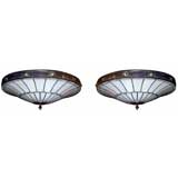 6 Flush Mounted Leaded Glass Fixtures