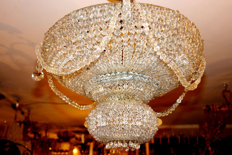 French Beaded Crystal Light Fixture