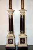 Pair of  Porcelain Column Table Lamps