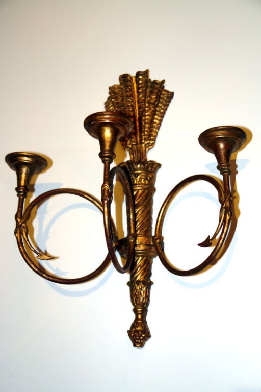 Italian Carved and Gilt Wood Sconces For Sale