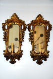 Gilt Wood Sconces with Mirror Backs