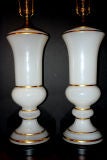 Antique Opaline Table Lamps with Gilt Detail