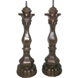 Pair of Large Metal Lamps