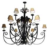 Paar große französische Schmiedeeisen-Kronleuchter, einzeln verkauft