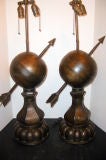 Large Tole Lamps, Ball and Arrow