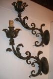 Pair of Forged Iron Torch Sconces