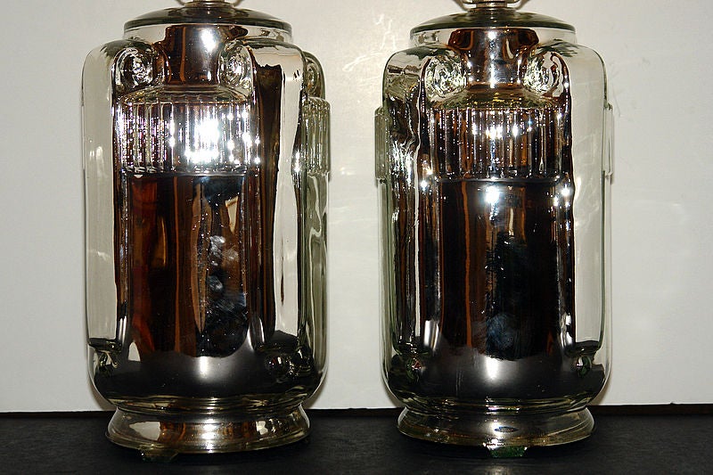 Art Deco Mercury Glass Table Lamps In Good Condition For Sale In New York, NY