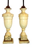 Pair of Carved Alabaster Lamps