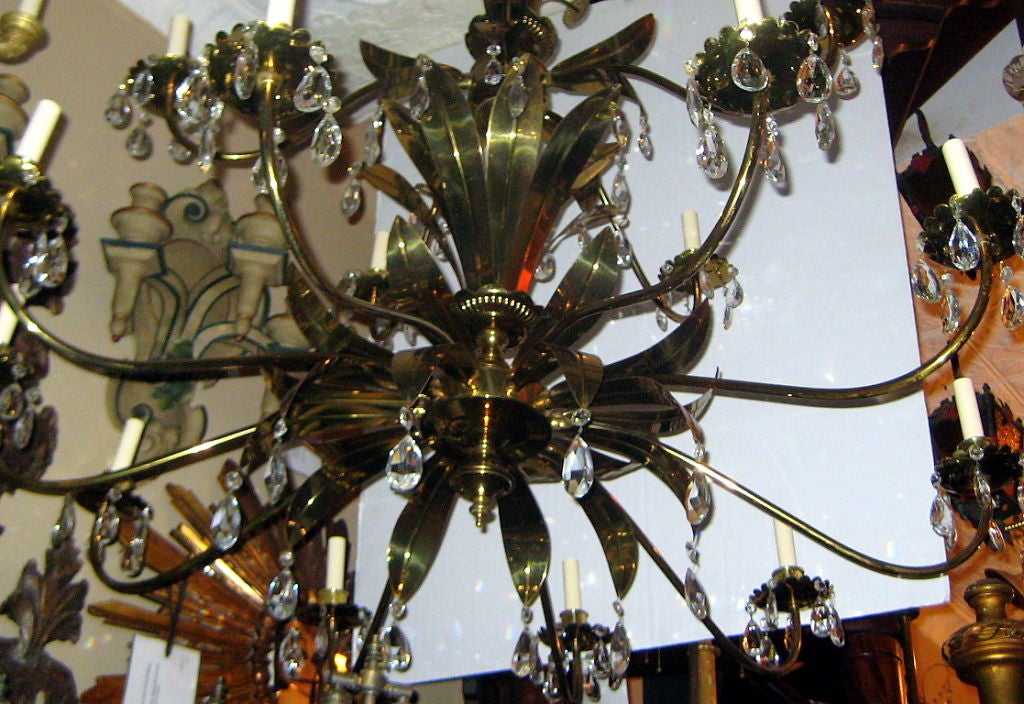 Italian Large Tiered Moderne Chandelier For Sale
