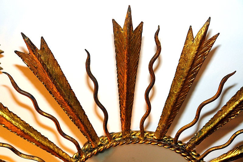 Gilt Metal "Sunburst" Light Fixture