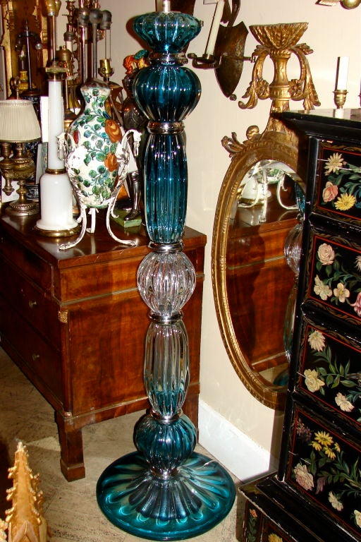 Blue Venetian Glass Floor Lamp