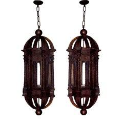 Antique Pair of Large Middle Easter Style Lanterns