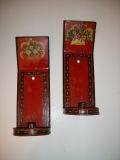 Red Painted Tole Sconces