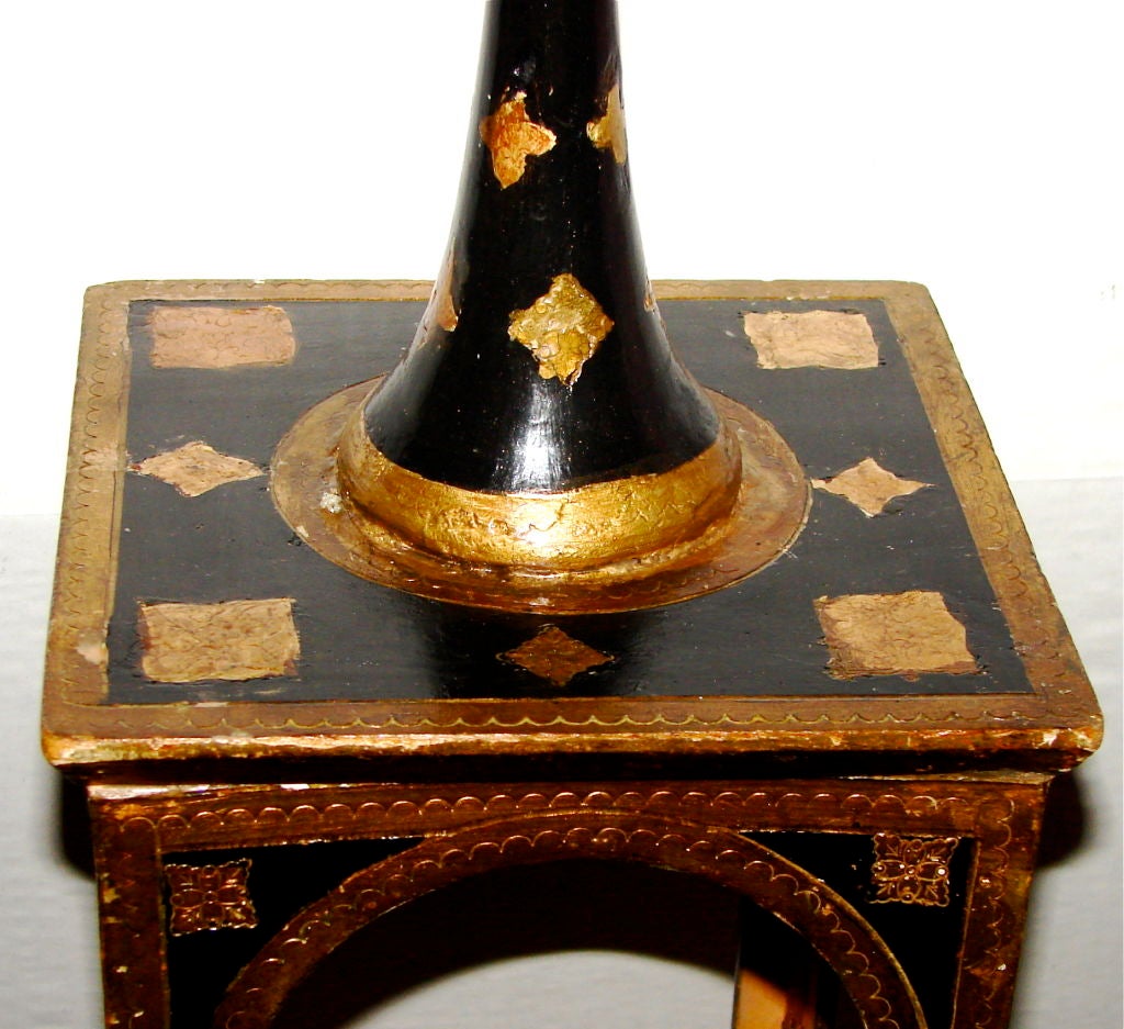 Hand-Painted Painted and Gilt Wooden Lantern For Sale