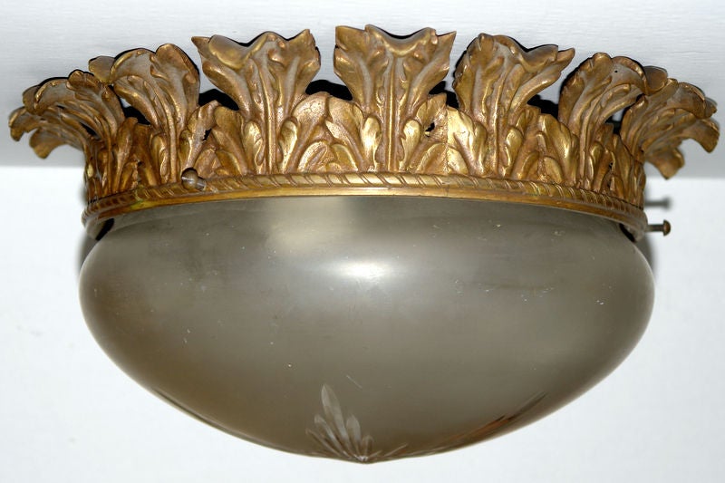 Set of Neoclassic Style Flushmount Light Fixtures In Good Condition For Sale In New York, NY