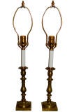 Antique Pair of Candlesticks Mounted as Lamps
