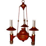 Red Painted Tole Chandelier