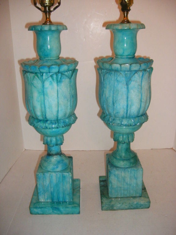 Turquoise Colored Alabaster Lamps