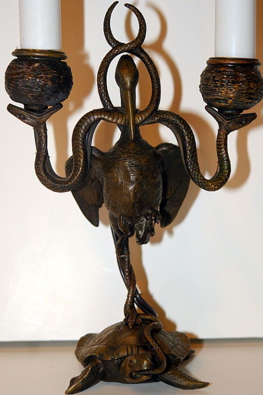 19th Century Single Grand Tour Candlestick Lamp For Sale