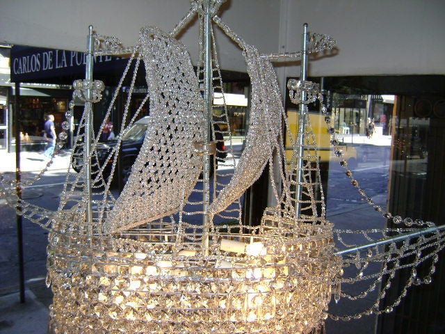 Metal Crystal Ship Chandelier