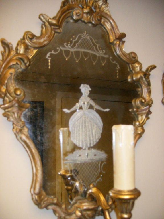 Italian Venetian Mirrored Sconces