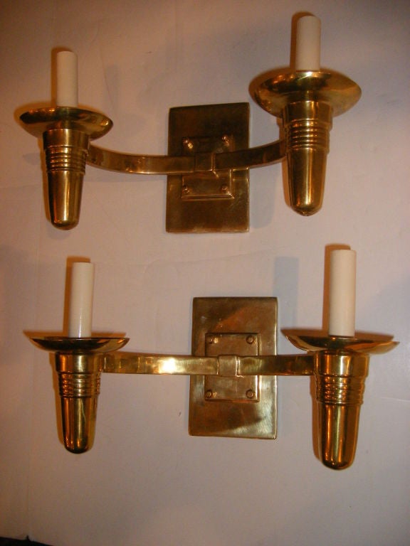 Mid-20th Century Set of Eight Moderne Sconces
