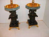 Antique Bronze and Marble Urn Lamps