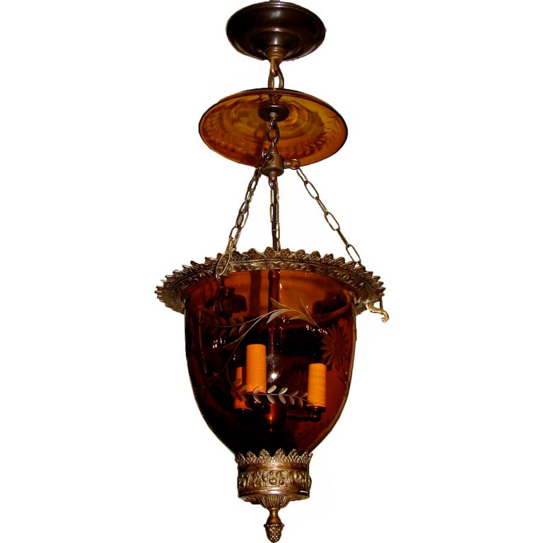 Set of 12 Amber Glass Lanterns For Sale