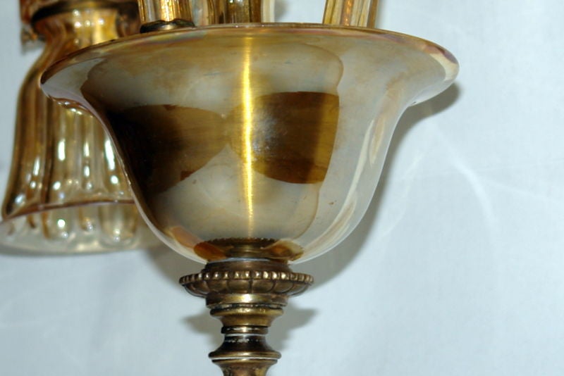 A circa 1940's Italian glass chandelier with 3 downward lights. 

Measurements:
Minimun drop: 28