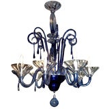 Vintage Blue Glass Murano Chandelier