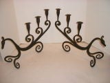 Pair of Arts and Crafts Iron Candlesticks
