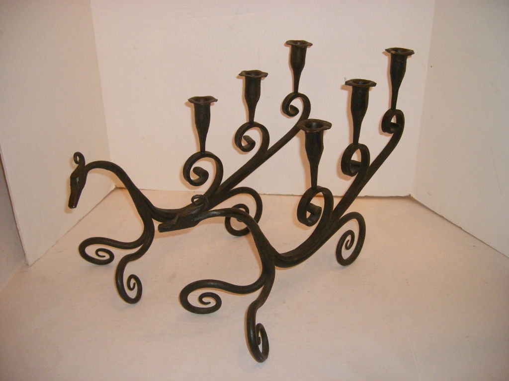 Pair of Arts and Crafts Iron Candlesticks