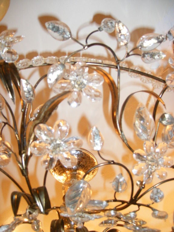 Mid-20th Century Pair of Large Crystal Flush Mounted Fixtures