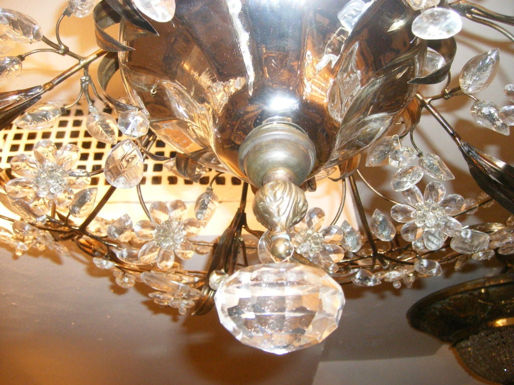 Pair of Large Crystal Flush Mounted Fixtures 1