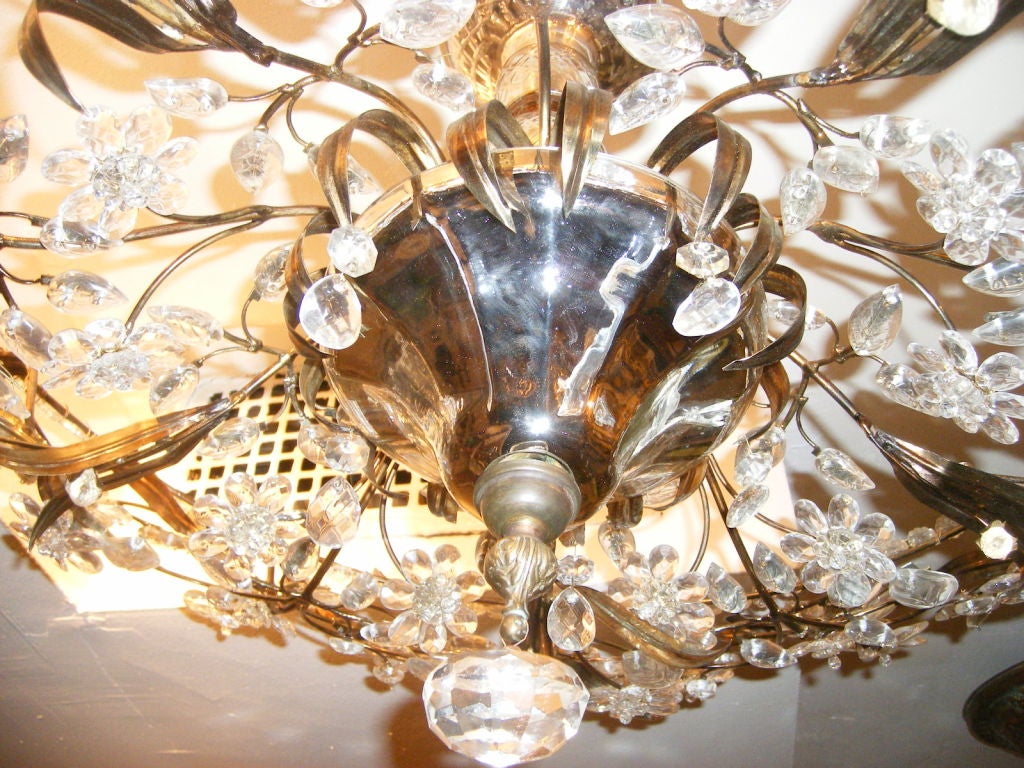 Pair of Large Crystal Flush Mounted Fixtures 3