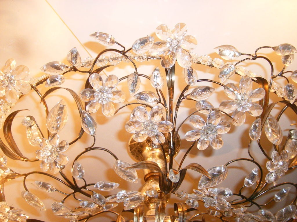 Pair of Large Crystal Flush Mounted Fixtures 4