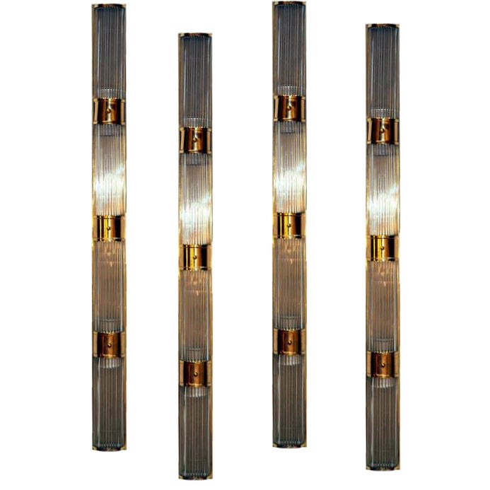 Set of Large Glass Rod Sconces, Sold per Pair For Sale